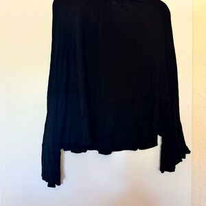 Time and Tru Black Long Sleeve Textured Top